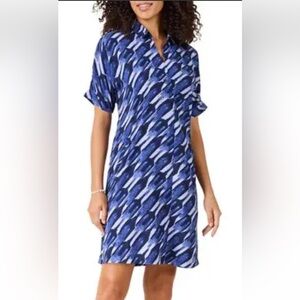NIC+ZOE Blue Brushstroke Print Shirt Dress